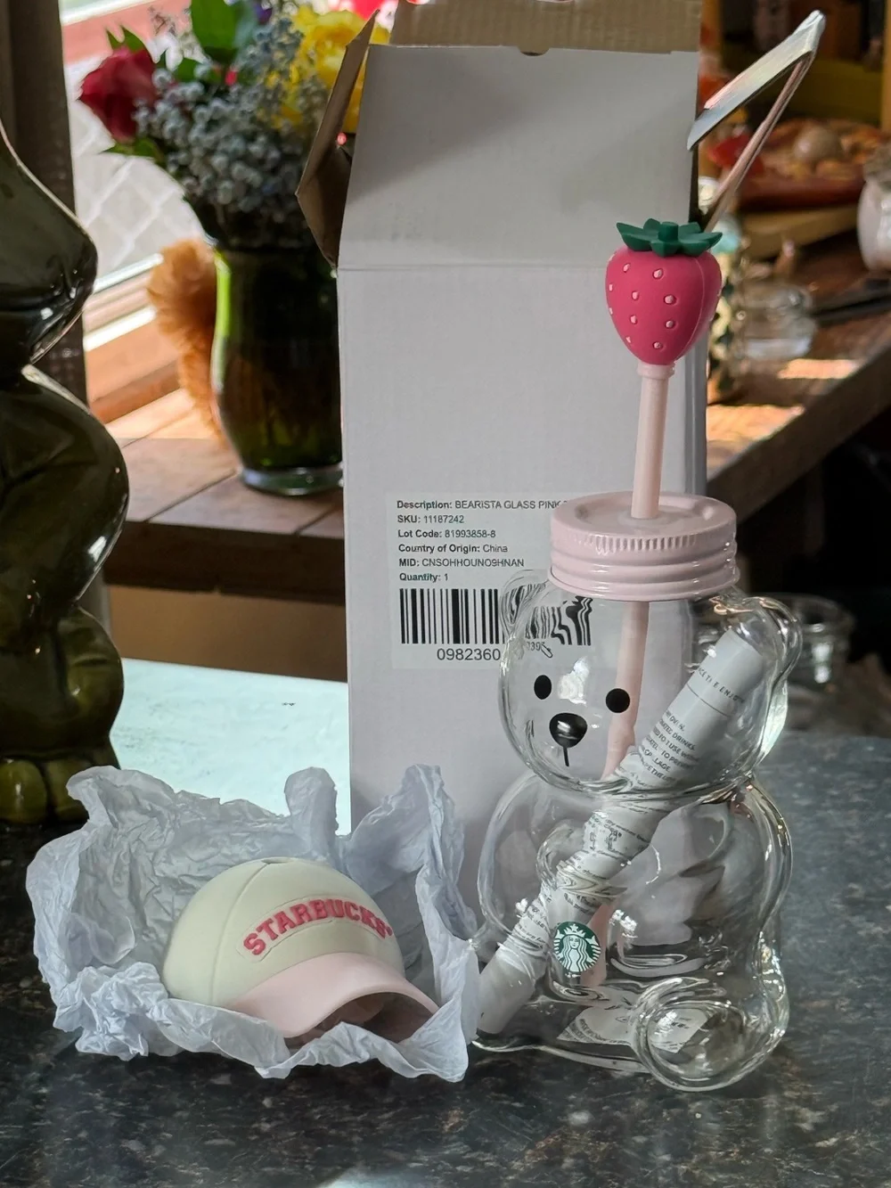 2026 Starbucks Strawberry Bearista Cup With Custom Car Cupholder